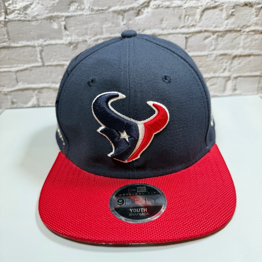 Houston Texans New Era 9FIFTY Youth Snapback Hat NFL Navy Red Flat Brim Cap